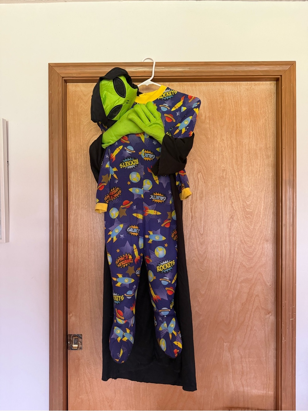 Kids Alien Rocket Costume with Hood and Cape - Green & Blue